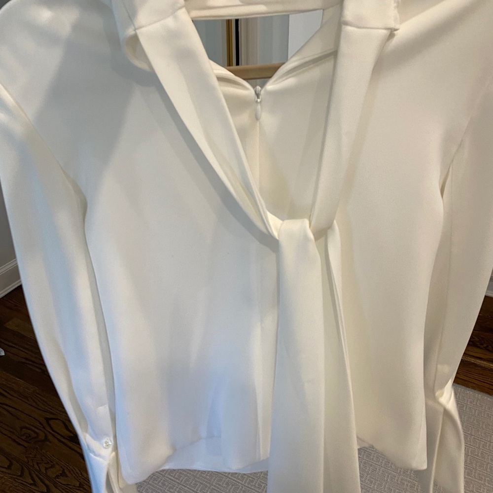 Intermix White Top With Button Neck - image 3